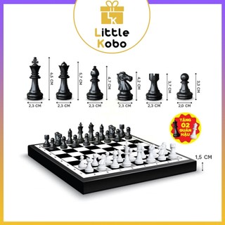 [Tặng 2 Hậu] Cờ Vua Trắng Đen Size Trung Có Nam Châm Đồ Chơi Trí Tuệ Thể Thao Boardgame Sato058