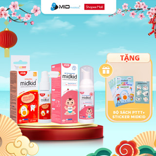 Combo Xịt chống sâu răng MIDKID vị táo 20ml + Bọt tập đánh răng Midkid vị Dâu 60ml cho bé từ 1 tuổi