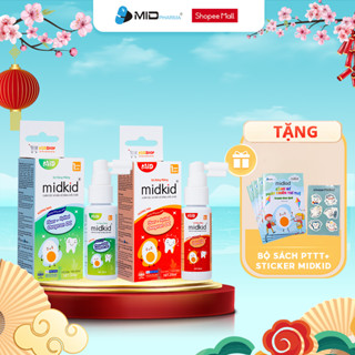 2 hộp Xịt chống sâu răng Midkid vị NHO và TÁO chính hãng cho bé từ 1 tuổi giúp làm sạch và bảo vệ men răng vị ngọt thơm