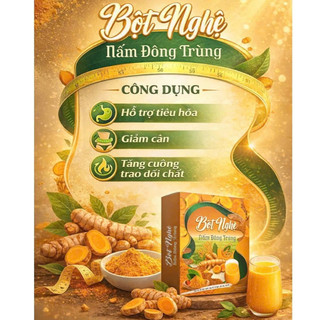 Bột Nghệ Nấm Đông Trùng Hỗ Trợ Tiêu Hóa, Trao Đổi Chất, Duy Trì Vóc Dáng, Hỗ Trợ Kiểm Soát Cân Nặng - Hộp 12 Gói