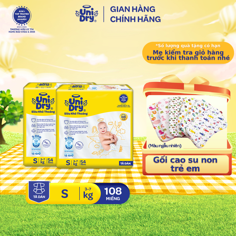 [HỎA TỐC] Combo 2 Tã dán UniDry Siêu khô thoáng gói Jumbo mới size S54