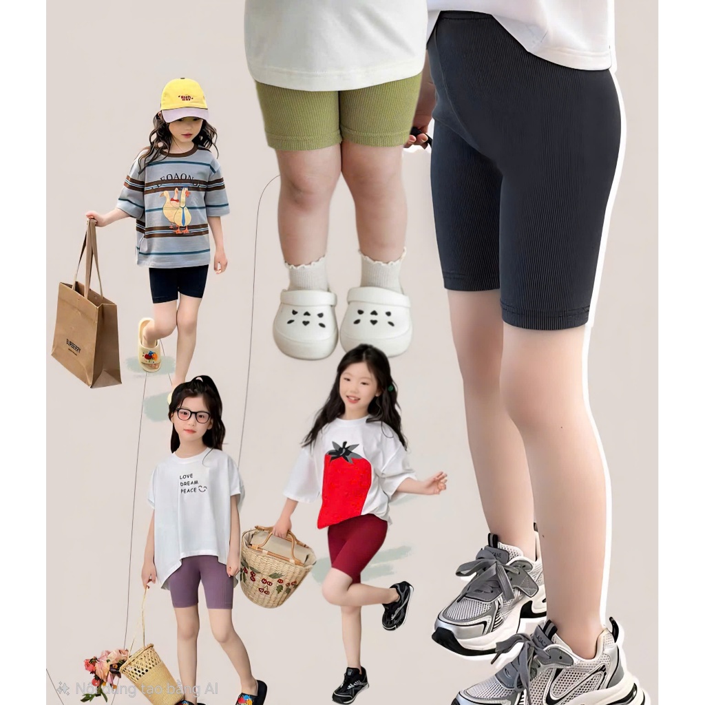 Quần Legging Bé Gái 15-38kg, Leging Đùi thun tăm SIÊU CO GIÃN 12-45kg, Legging Cho Bé Dáng Ôm