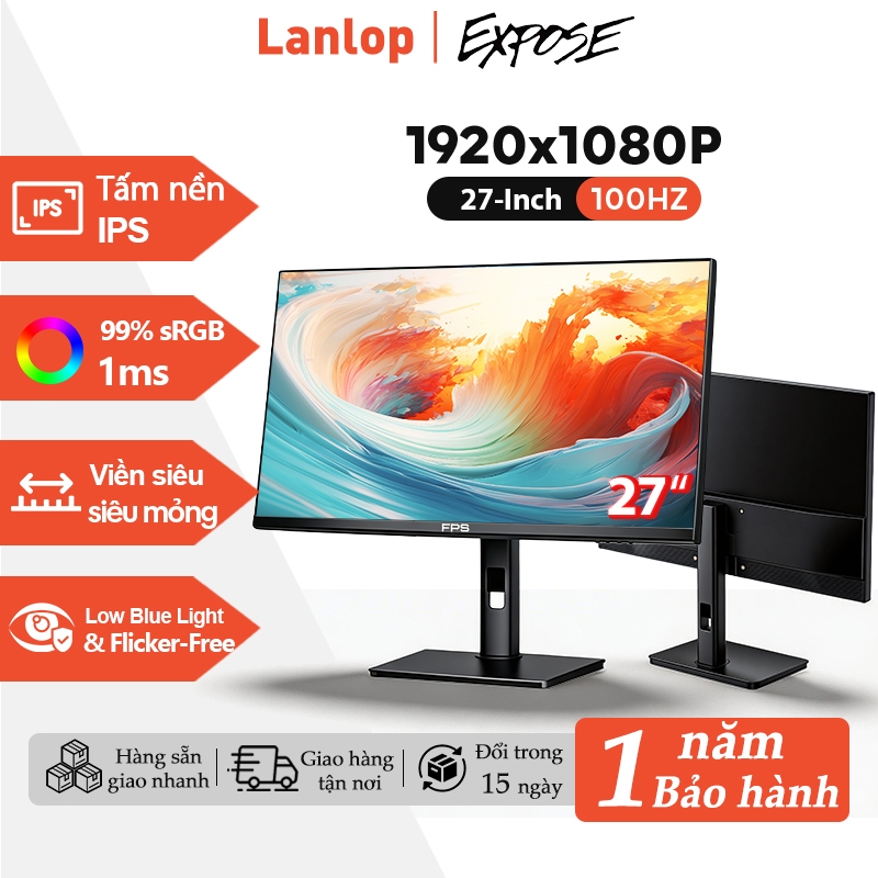 Màn Hình Vi Tính 27 Inch 100Hz IPS 1ms HDR Viền Mỏng Chân Đế Nâng Hạ 2K/Full HD (Tặng Kèm Cáp HDMI)