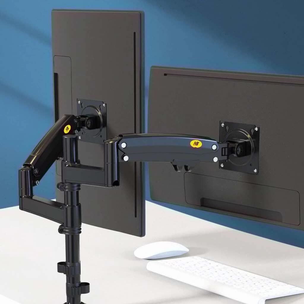 NB H180 /Giá Treo Hai Màn Hình Máy Tính 17 - 30 Inch - Tay Treo Màn Hình Kép Xếp Màn Trên Dưới