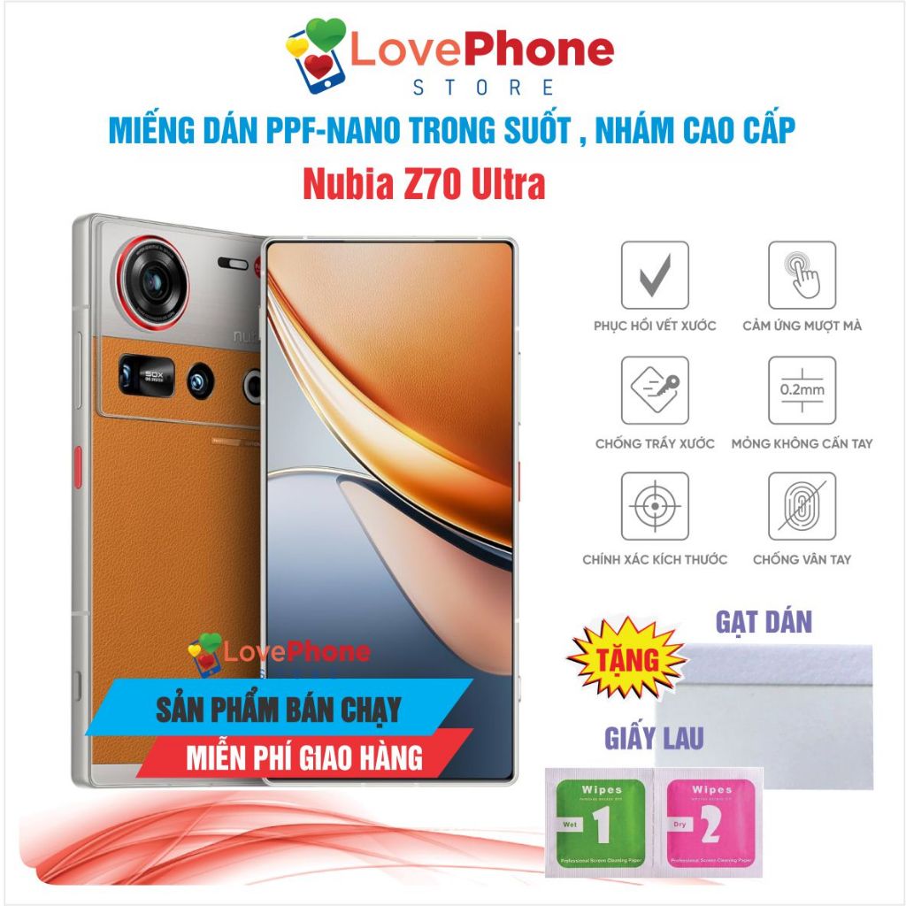 Dán PPF-NANO Nubia Z70 Ultra bảo vệ màn hình chống vân tay tự phục hồi vết xước - Lovephone
