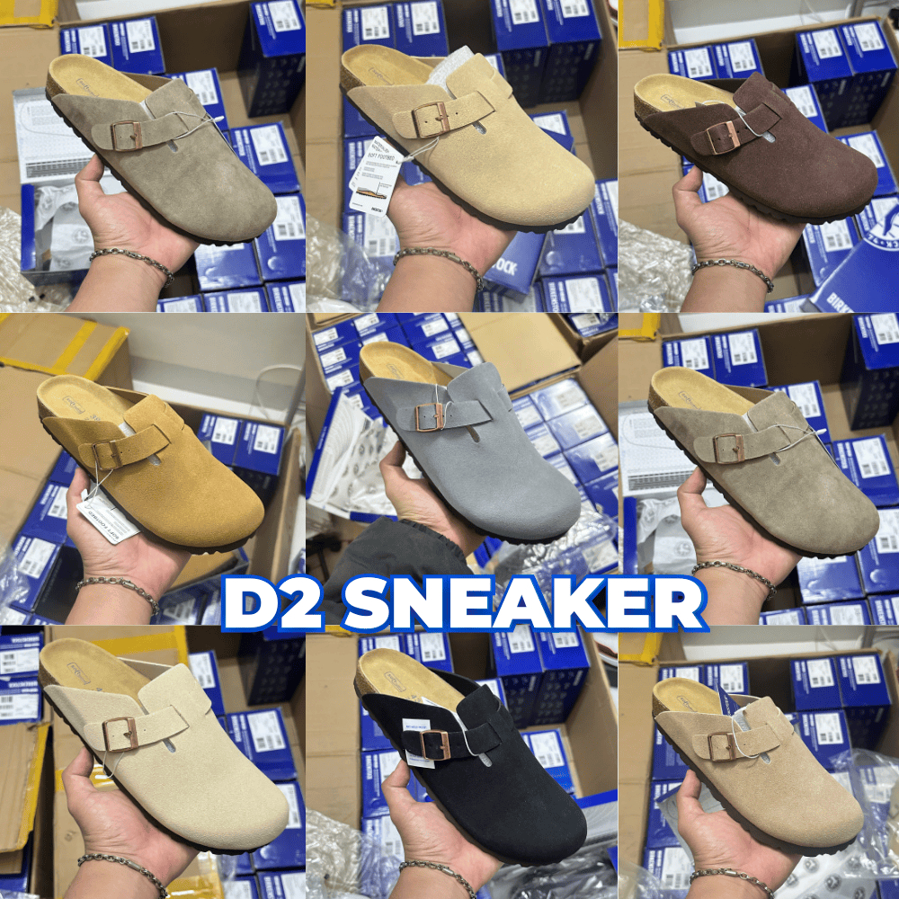[D2 SNEAKER] Giày Dép Birken.stock Boston Suede Leather Clog Nam Nữ Full Box.