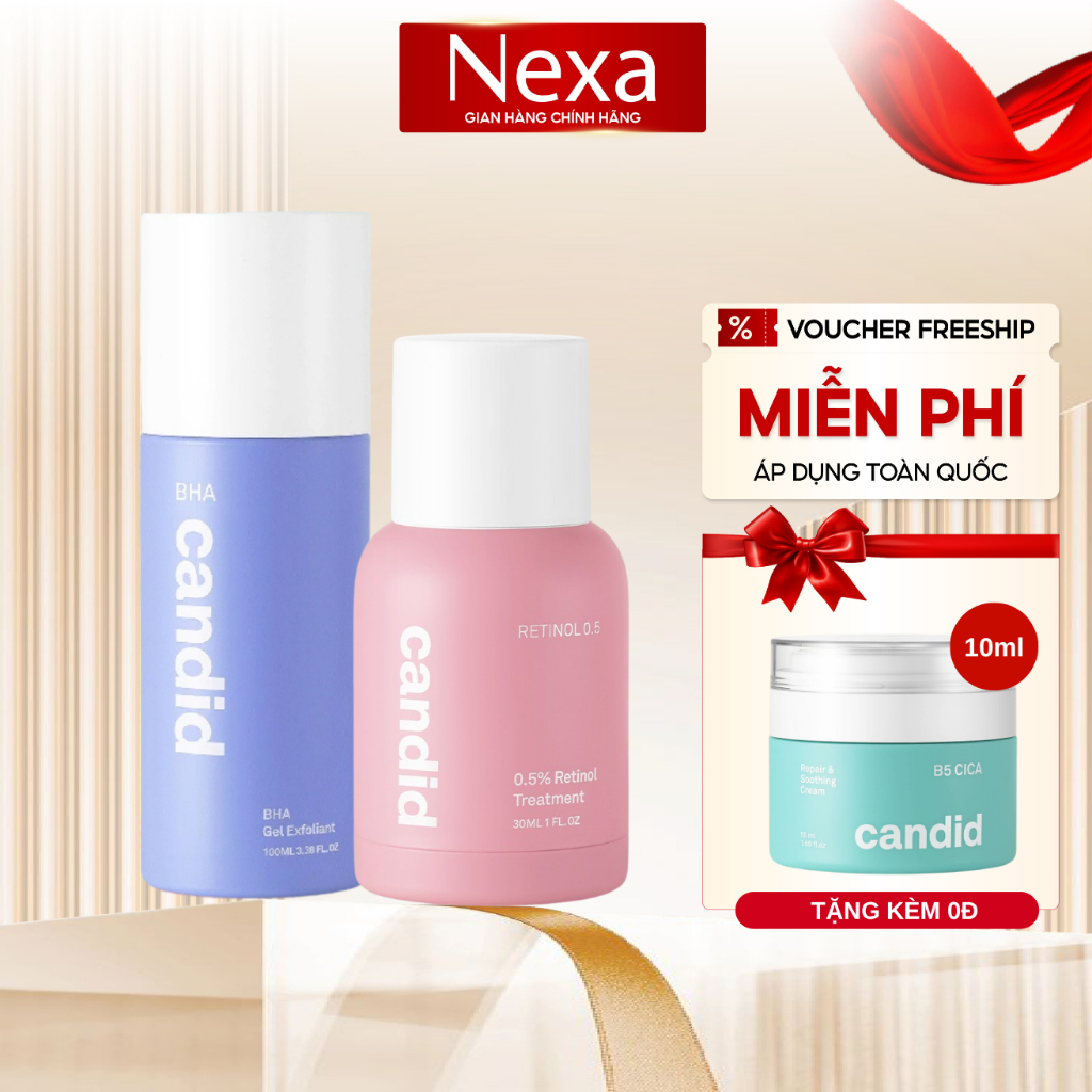 Bộ Đôi Hỗ Trợ Cải Thiện Da Toàn Diện Candid Retinol 0.5% 30ml & Hoạt Chất BHA 100ml