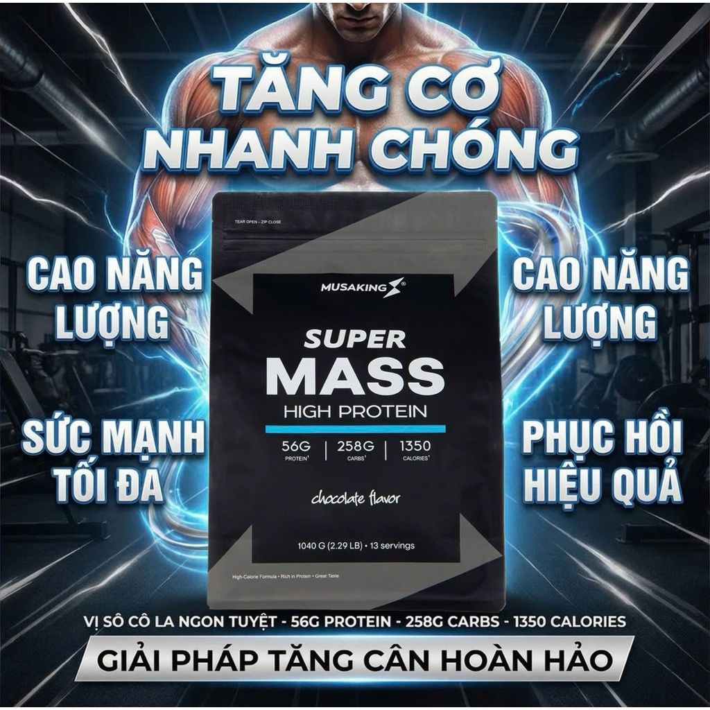Bột Dinh Duỡng Mass Gainer Musaking 1040g + Quà Tặng