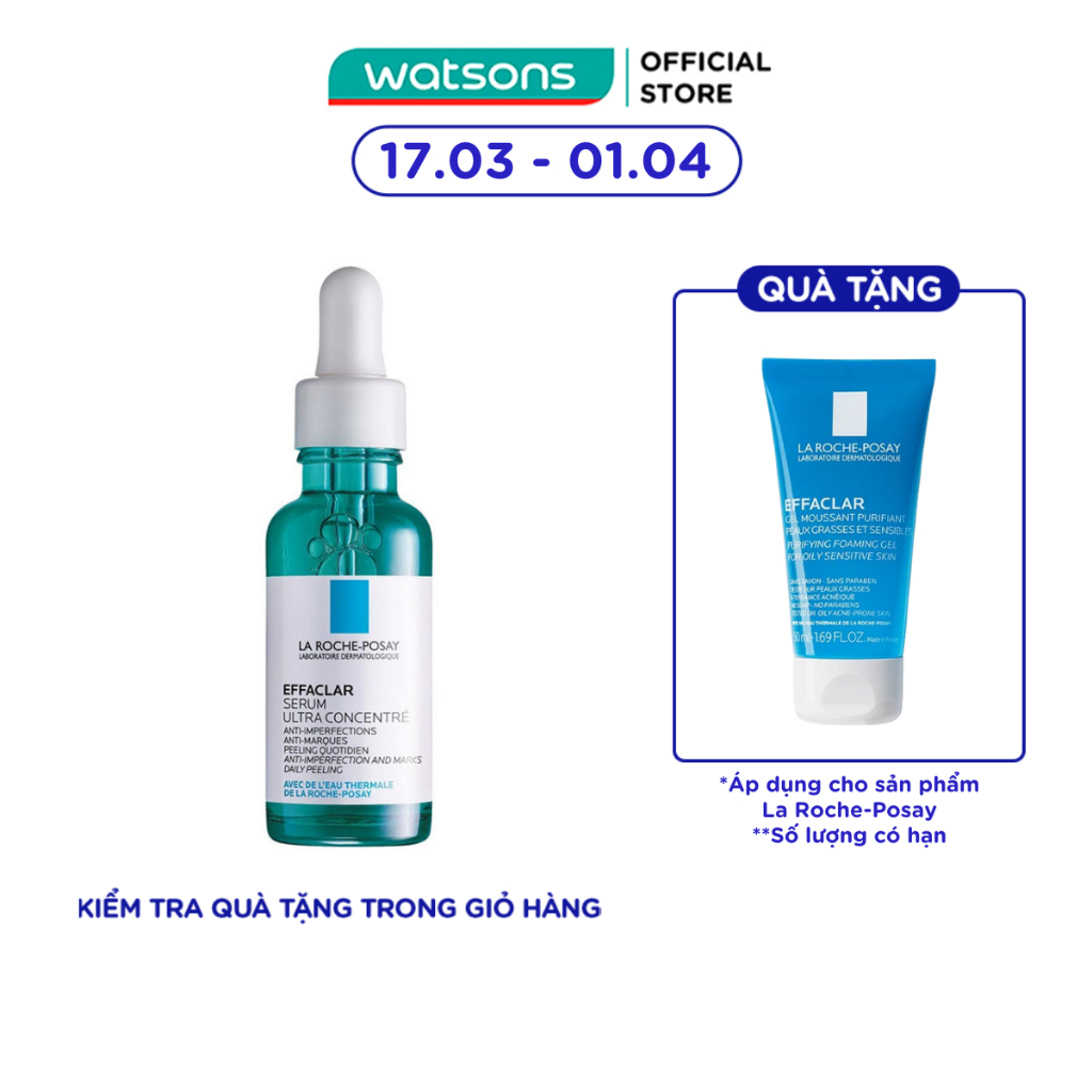Dưỡng Chất La Roche Posay Effaclar Serum 3 Tác Động Giảm Mụn, Thâm Sau Mụn Và Lỗ Chân Lông To 30ml