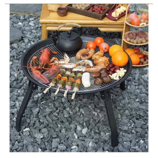 Bếp Nướng Than Hoa BBQ gấp gọn, kèm vỉ nướng,kiêm bàn trà camping du lịch