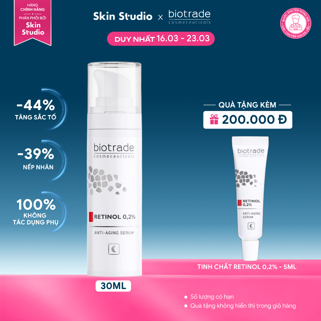 Serum hỗ trợ trẻ hóa BIOTRADE Retinol 0,2% Anti-Aging 30ml (Re)