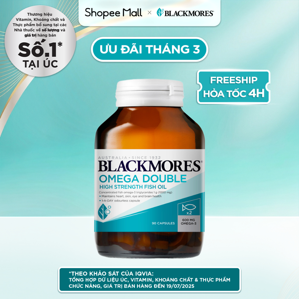 [LIVESTREAM] Viên Uống Dầu Cá Bổ Sung Omega Hỗ Trợ Cho Tim, Mắt và Da Blackmores Double Omega High Strength Lọ