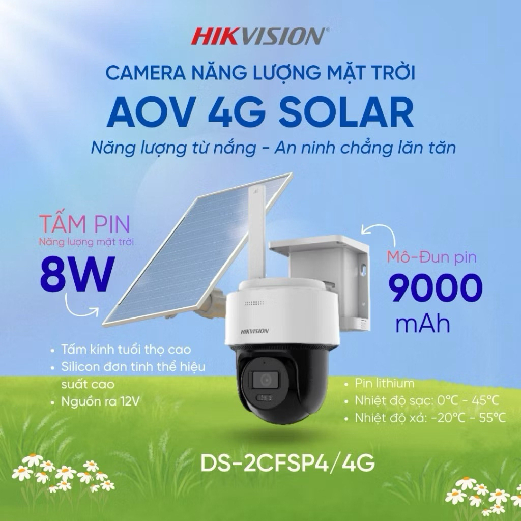 Camera IP PT 4G Năng lượng mặt trời HIKVISION DS-2CFSP4/4G Đàm thoại | Hồng ngoại - PLC TELECOM
