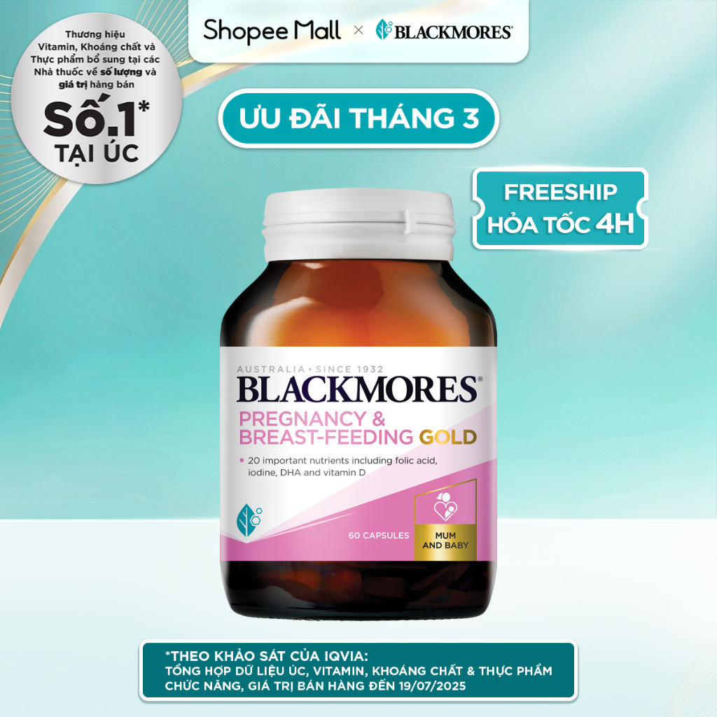 [BLACKMORES] Vitamin Tổng Hợp Cho Bà Bầu và Mẹ Cho Con Bú BLACKMORES Pregnancy & Breast-Feeding Gold
