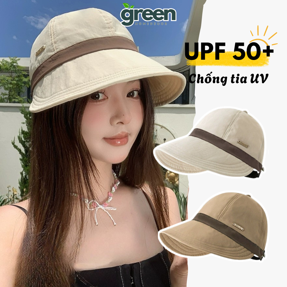 Mũ Chống Nắng Nữ Vành Rộng Phối Viền Thời Trang, Mũ Bucket Chống 99% Tia UV Vải Cotton Cao Cấp | BigBuy360 - bigbuy360.vn
