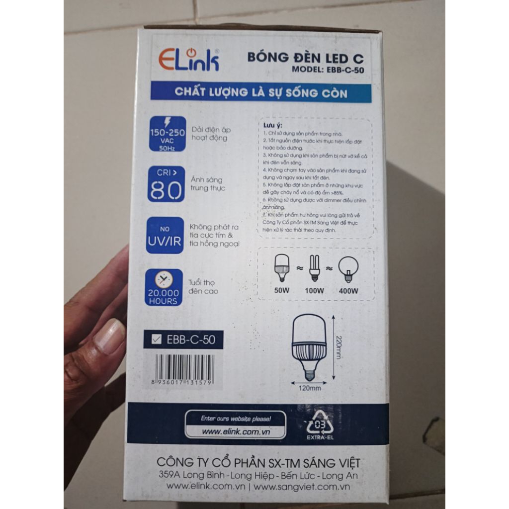 Bóng Đèn LED Elink trụ nhôm 50w