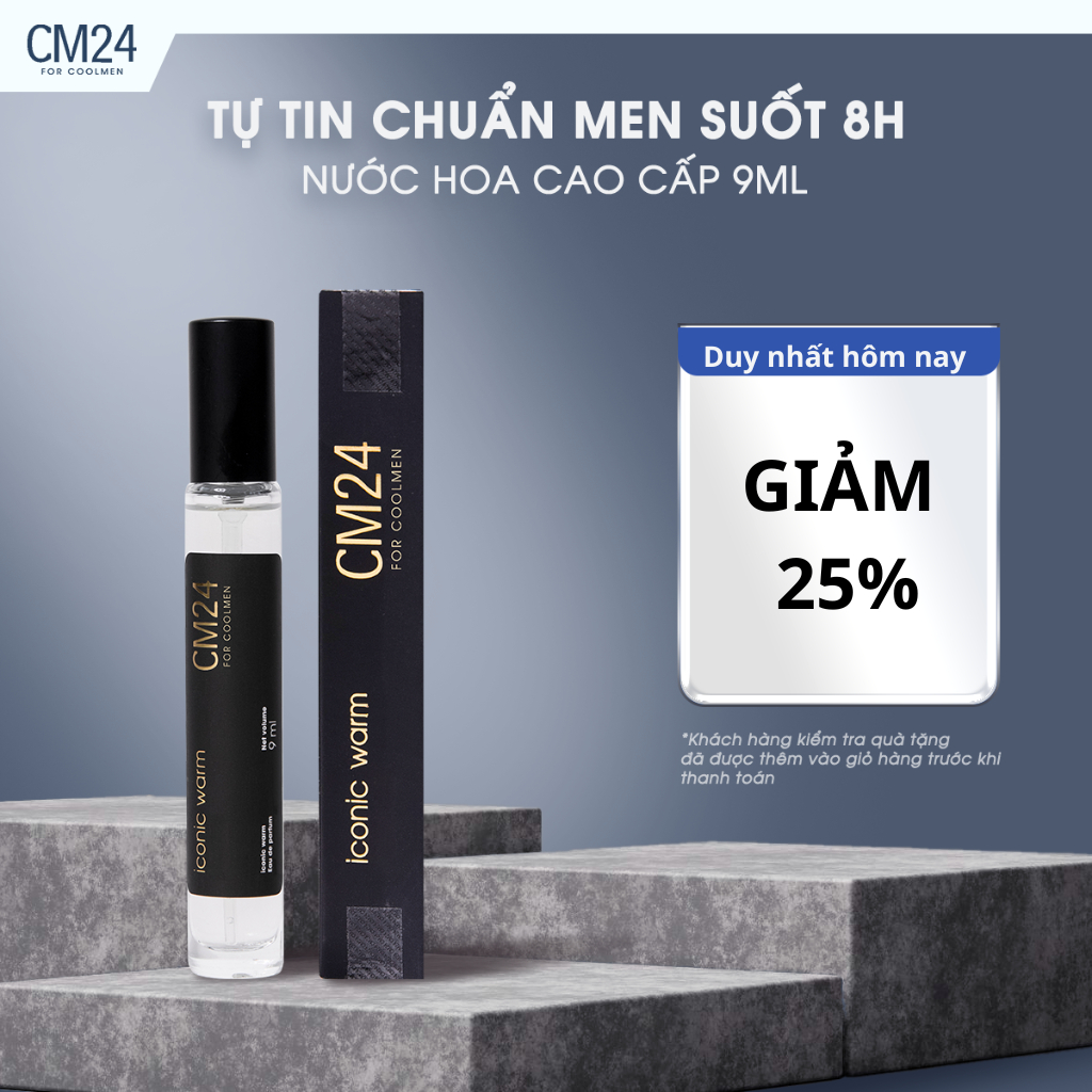 Nước Hoa Nam CM24 FOR COOLMEN ICONIC WARM Eau de Parfum Tone Mùi Ấm Đặc Trưng Sang Trọng Nam Tính 9m