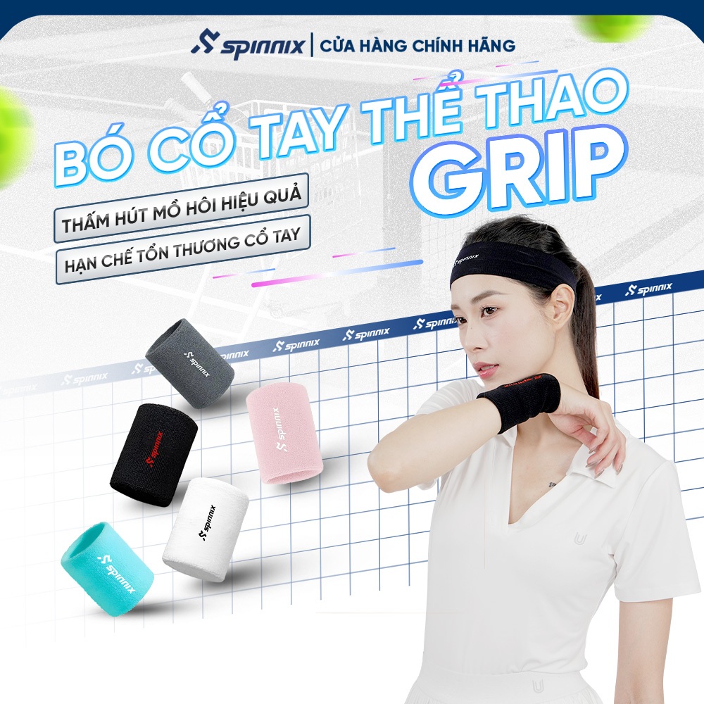 Băng cổ tay pickleball Spinnix Grip cotton thấm hút mồ hôi bó cổ tay giữ tay khô