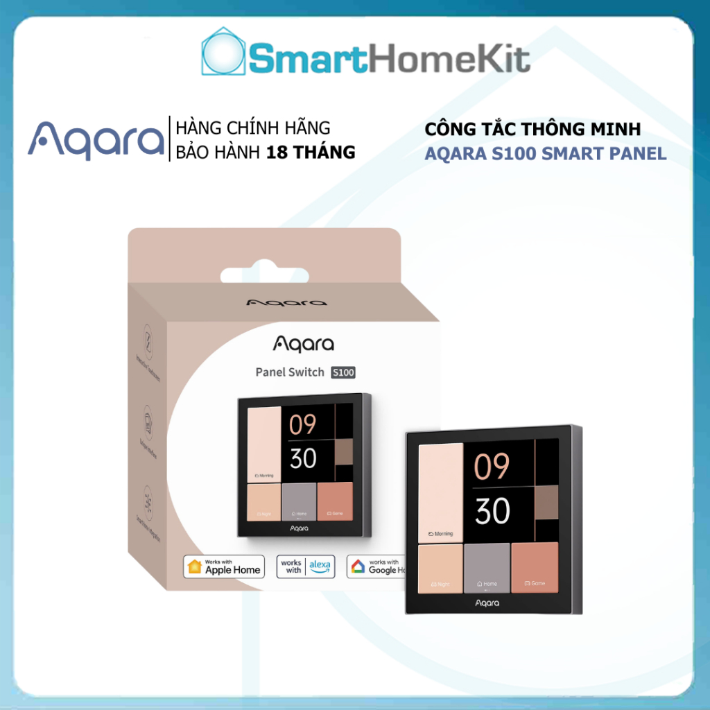 Màn hình cảm ứng Aqara S100 Smart Panel Zigbee & Wifi, Công tắc cảm ứng đa năng, tương thích HomeKit