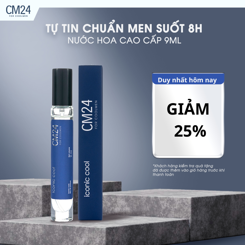 Nước Hoa Nam CM24 For COOLMEN ICONIC COOL Eau de Parfum Hương Thơm Tươi Mát, Nam Tính, Năng Động 9ml