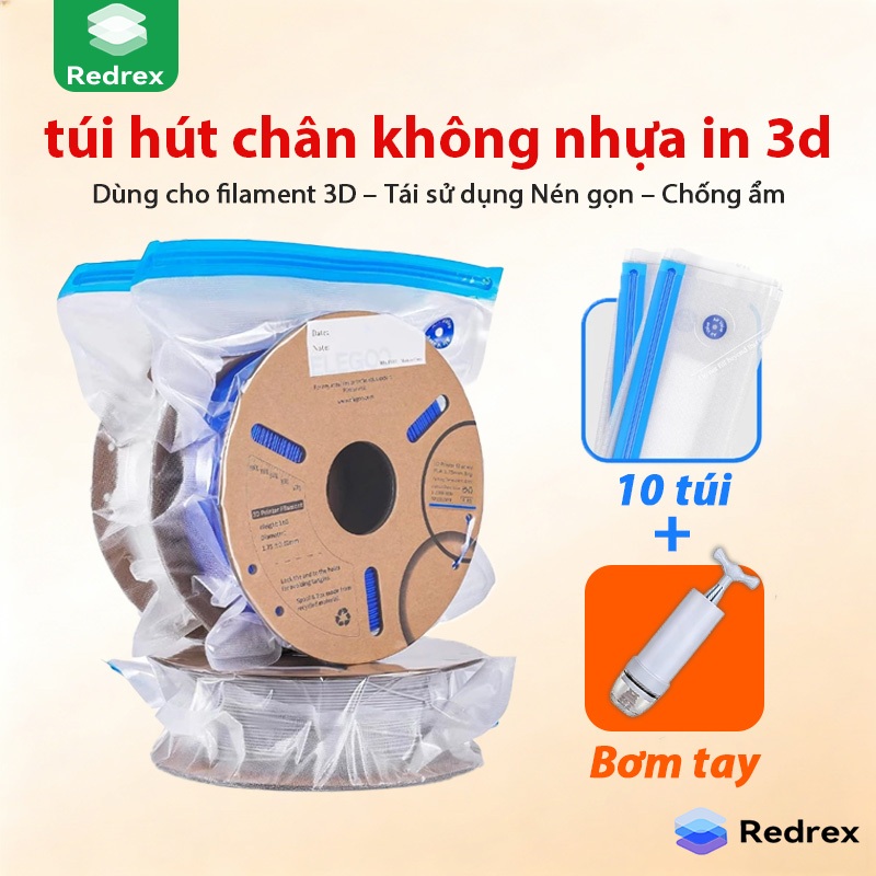 túi hút chân không nhựa in 3d – Hút chân không nén gọn, tái sử dụng, bảo vệ dây tóc PLA/ABS/PETG khỏi ẩm