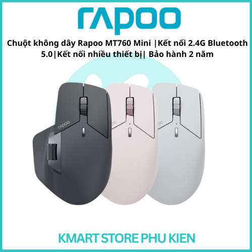 Chuột không dây Rapoo MT760 Mini |Kết nối 2.4G Bluetooth 5.0|Kết nối nhiều thiết bị| Bảo hành 2 năm