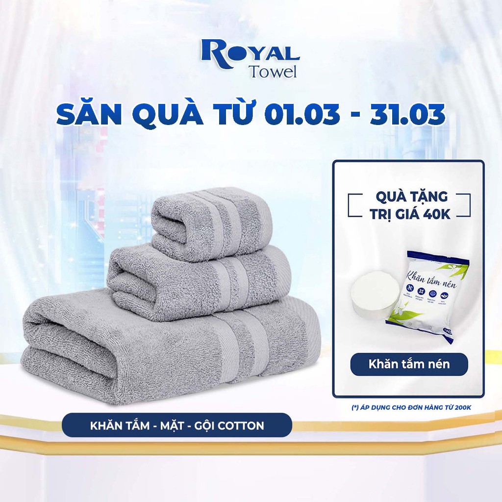 Khăn Tắm Gội Đầu Lau Mặt ROYAL TOWEL 100% Cotton Cao Cấp Bông Dày Thấm Hút Không Đổ Lông Dùng Cho Gia Đình Khách Sạn Spa