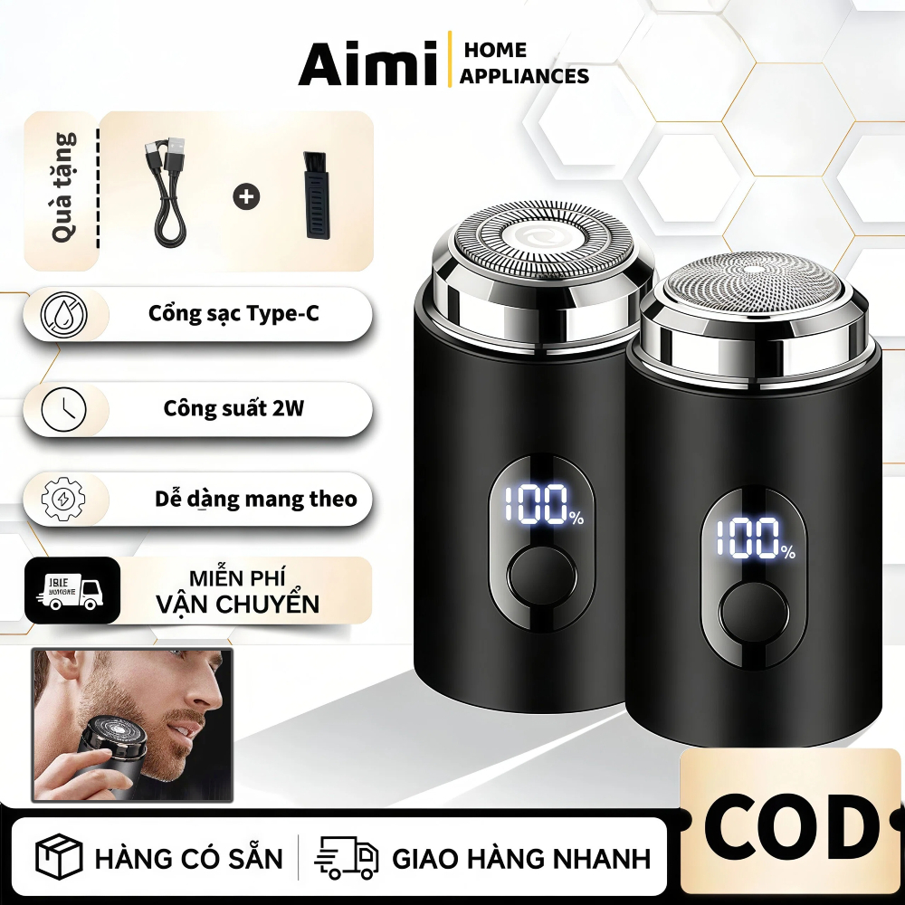 [Chính hãng] Máy Cạo Râu Mini , Mini Tiện Lợi Mang Theo , Sạc Nhanh Type-C, An Toàn Không Trầy Xước Cho Da