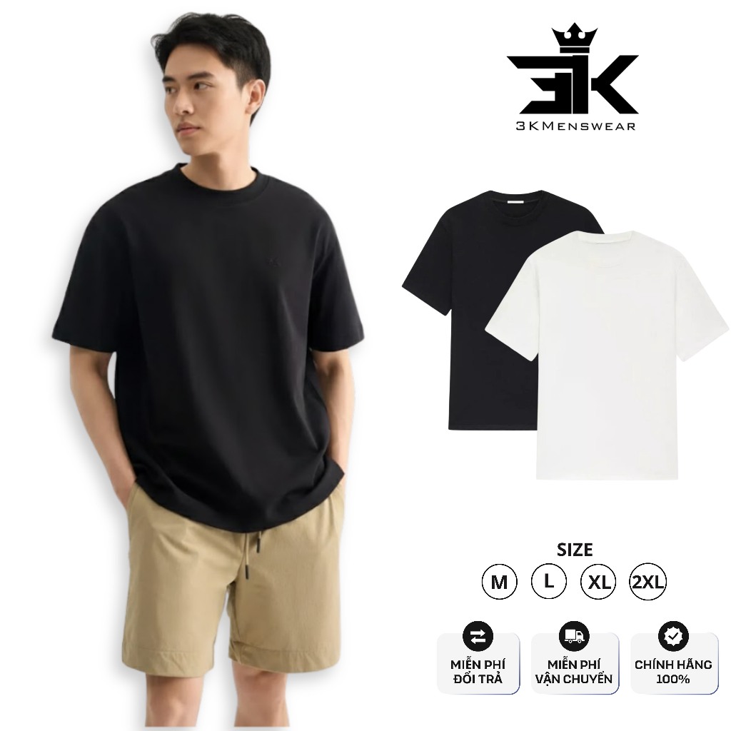 Áo phông 3KMENSWEAR Áo thun cộc tay cotton form Unisex thoáng mát thấm hút mồ hôi vải mềm
