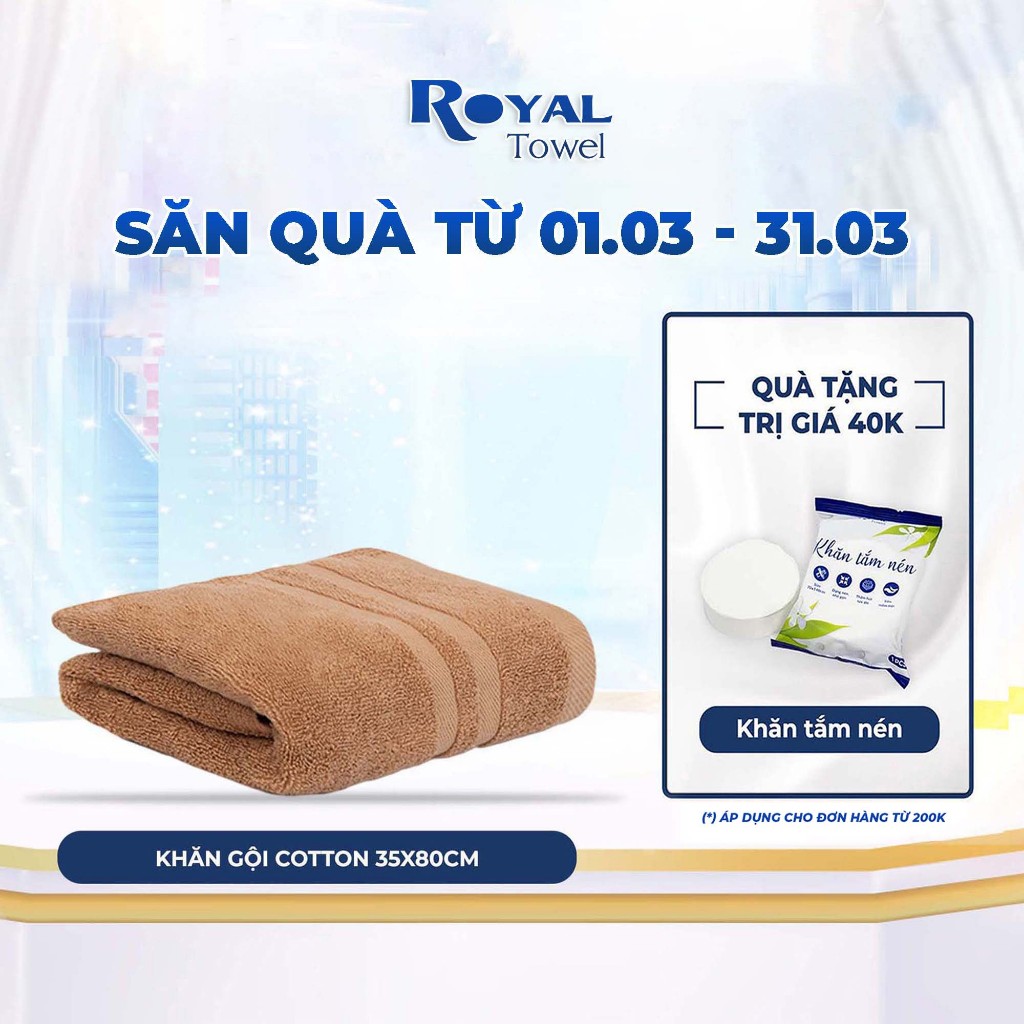 Khăn Lau Đầu, Khăn Gội Royal Towel 35x80cm Với Sợi Bông Cotton Dày Thấm Hút Tốt