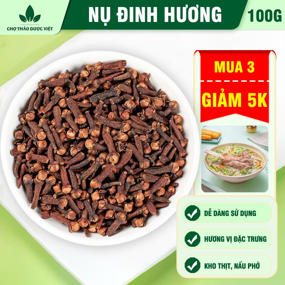 Nụ đinh hương 100g, đinh hương khô, nụ to, thơm, gia vị nấu phở, tẩm ướp thơm ngon chuẩn vị