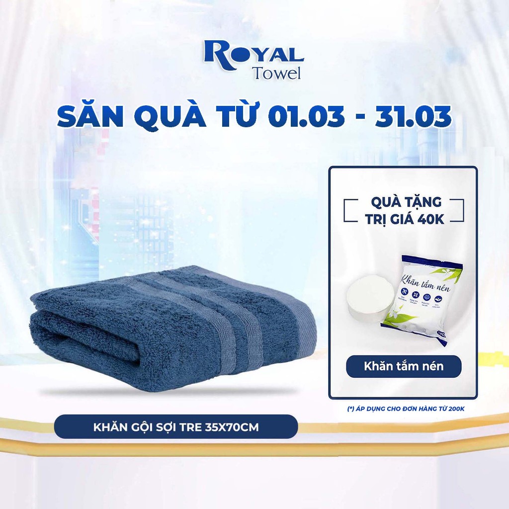 Khăn Gội, Khăn Lau Đầu Sợi Tre Royal Towel 35x70cm Thấm Hút Tốt, Không Đổ Lông, Không Ra Màu, Mềm Mại Với Da