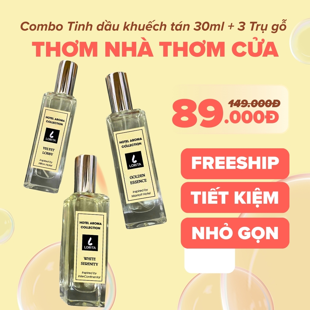 Combo trụ gỗ và tinh dầu khuếch tán cao cấp hương thơm khách sạn 5 sao, an toàn, thơm lâu, nhỏ gọn #