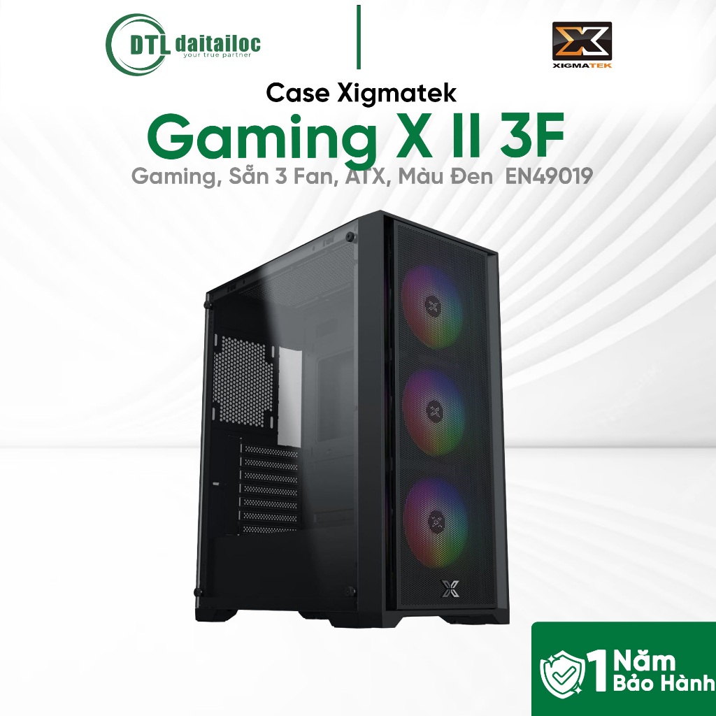 Case Xigmatek Gaming X II 3F Gaming, Sẵn 3 Fan, e-ATX, Màu Đen - EN49019 | Chính Hãng | Bảo Hành 12 