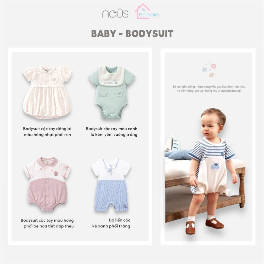 Bộ body cộc Nous petit à petit / Premium - Form bé ( 0-18 tháng )