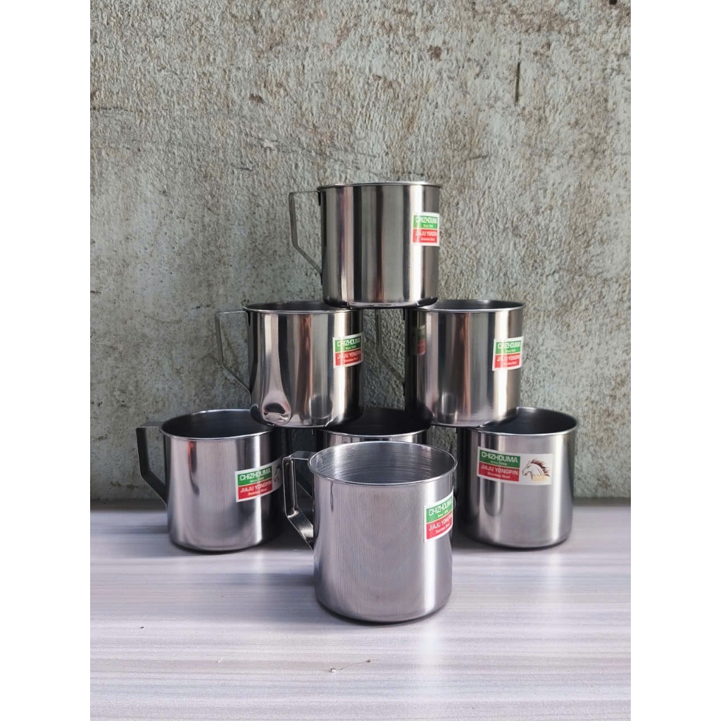 Ca inox có quai , ca inox có quai cầm 8x8cm tem con ngựa sáng bóng