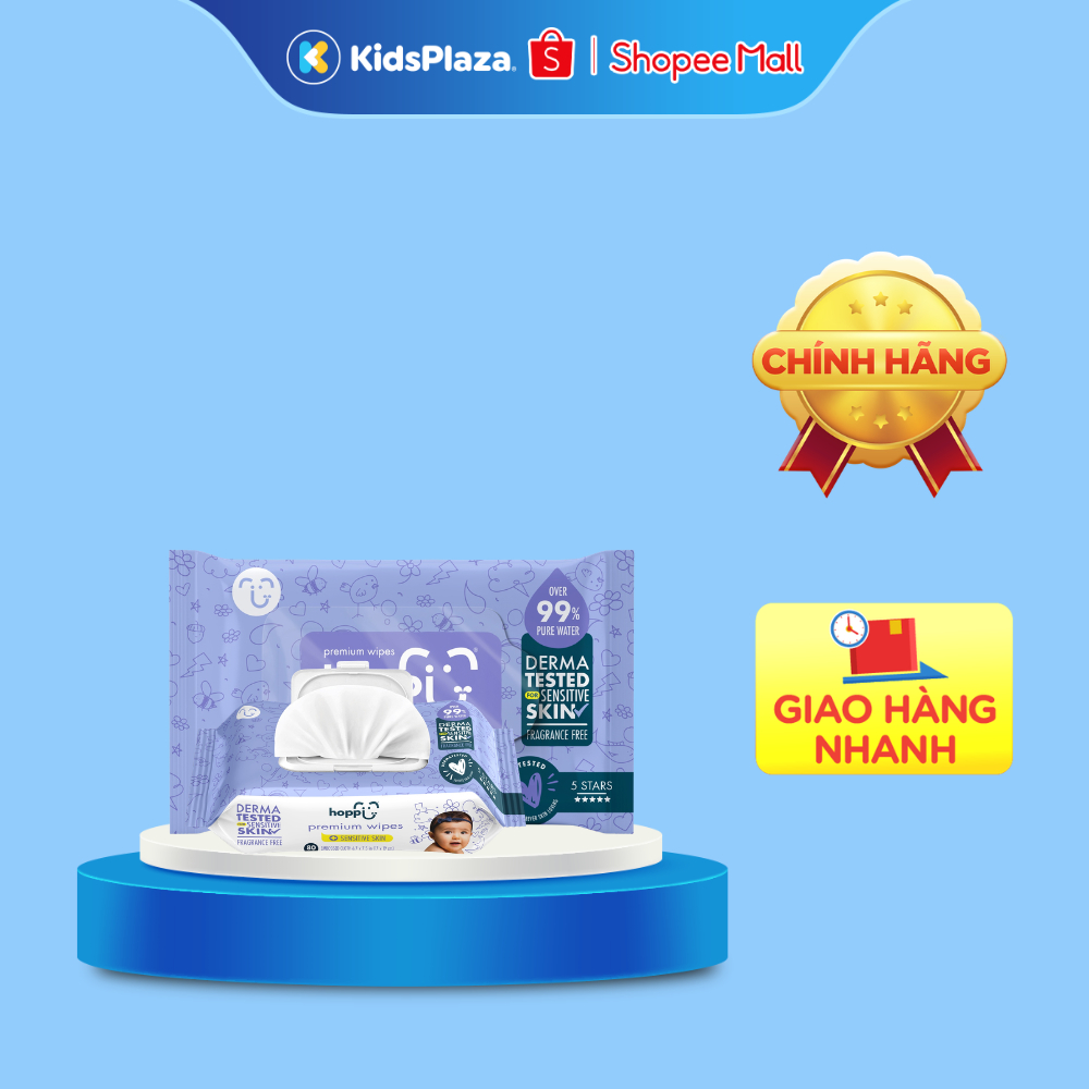 Khăn ướt tinh khiết Hoppi Premium 20/80pcs - Chính Hãng