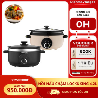 Nồi nấu chậm Lock&King LK-4026 4L - Gốm sứ, 3 chế độ, giữ dinh dưỡng tuyệt đối