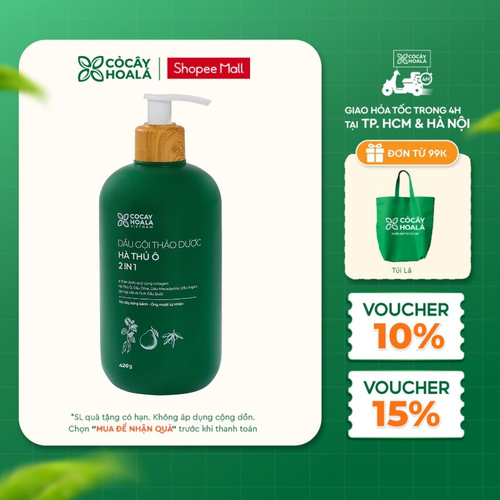 [HỎA TỐC] [LIVE KOL] Dầu Gội Xả Thảo Dược Cỏ Cây Hoa Lá Hà Thủ Ô 2in1 - Hỗ Trợ Làm Giảm Gãy Rụng Và Mềm Mượt Tóc
