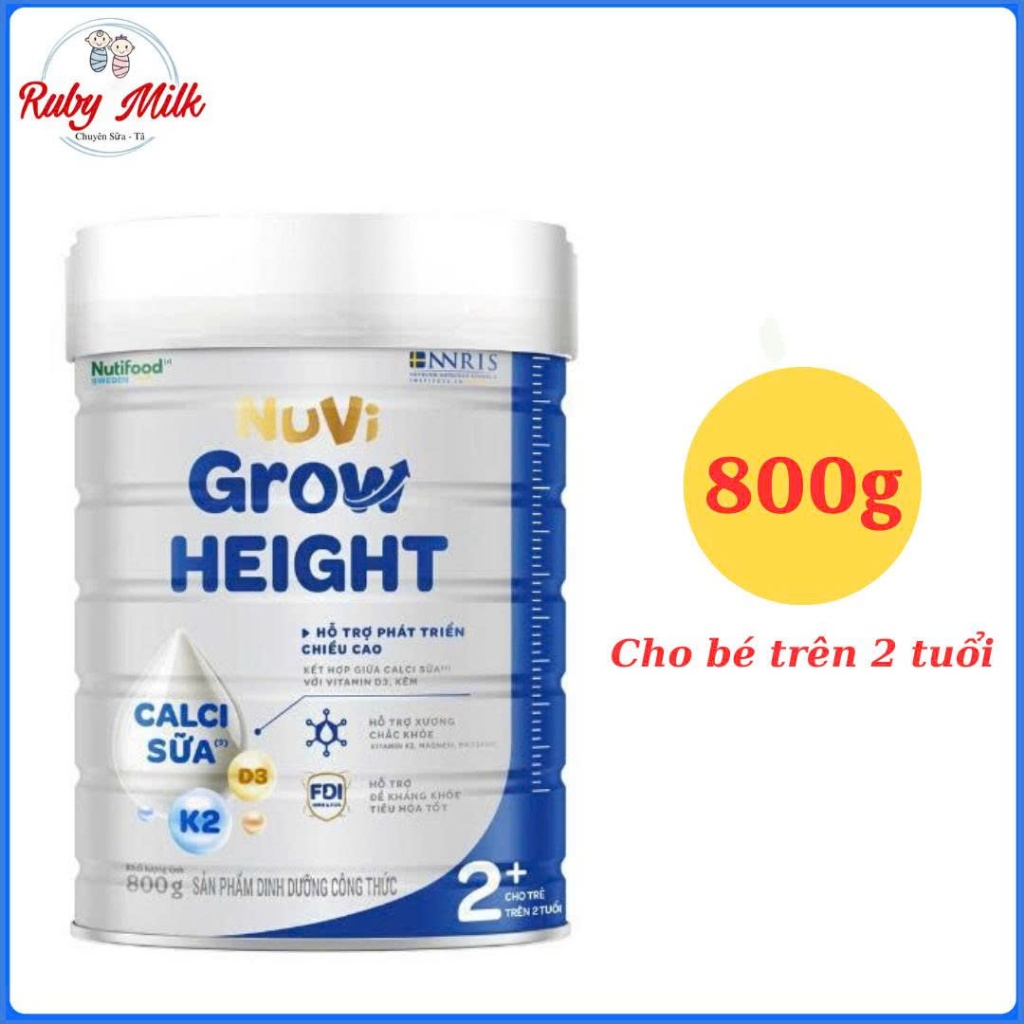 Sữa bột Nuvi Grow Height 2+ Lon 800g