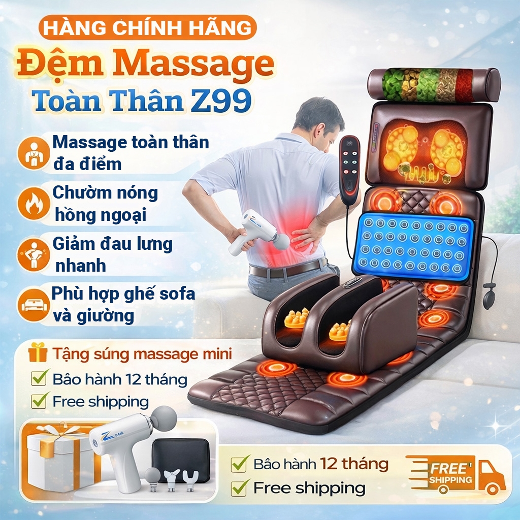 [ Chính Hãng-Thêu Logo ZLIFE ] Đệm Massage Toàn Thân Zlife Z99 Pro, Thảm mát xa Thư Giãn Xoa Bóp, Gi