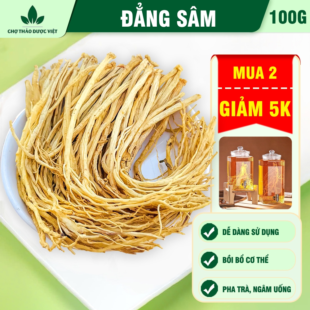 Đẳng sâm khô 100g, đảng sâm sợi to, vàng, hỗ trợ tốt cho sức khỏe - Chợ Thảo Dược Việt