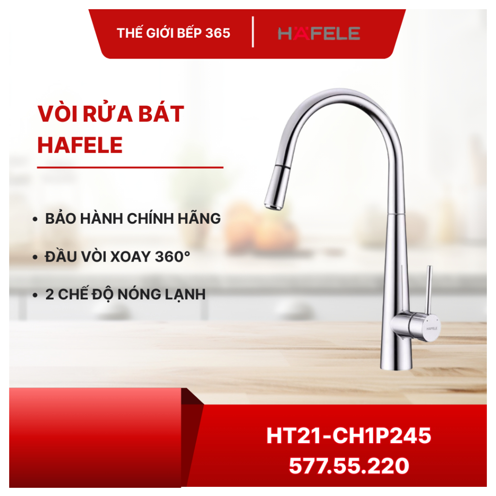 Vòi rửa bát Hafele HT21-CH1P245 577.55.220 -  Dạng Dây Rút Tiện Lợi