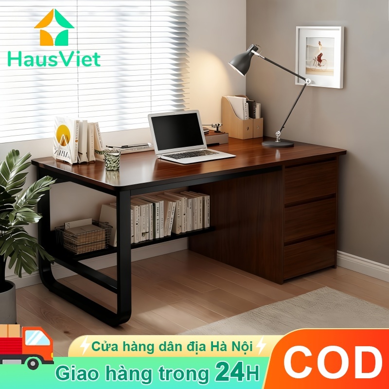 【Giao Nhanh Hà Nội】Ban May Tinh Go MDF Phu Melamine Cao Cap Co Hoc Tu Va Ke Sach Nhieu Ngan De Do Ti