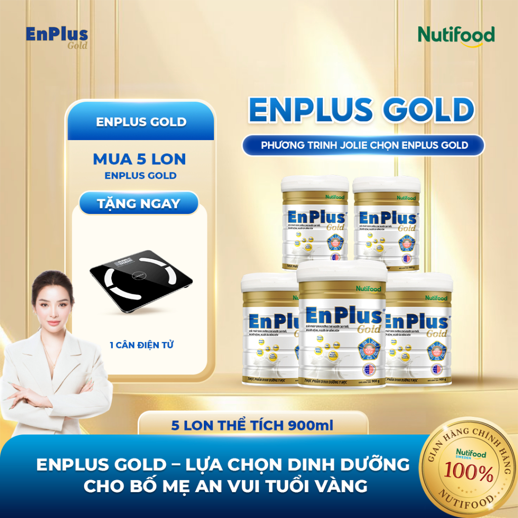Sữa EnPlus Gold (Combo 5 Lon 900G) - Nutifood, Dinh Dưỡng Y Học Toàn Diện Cho Người Lớn Tuổi
