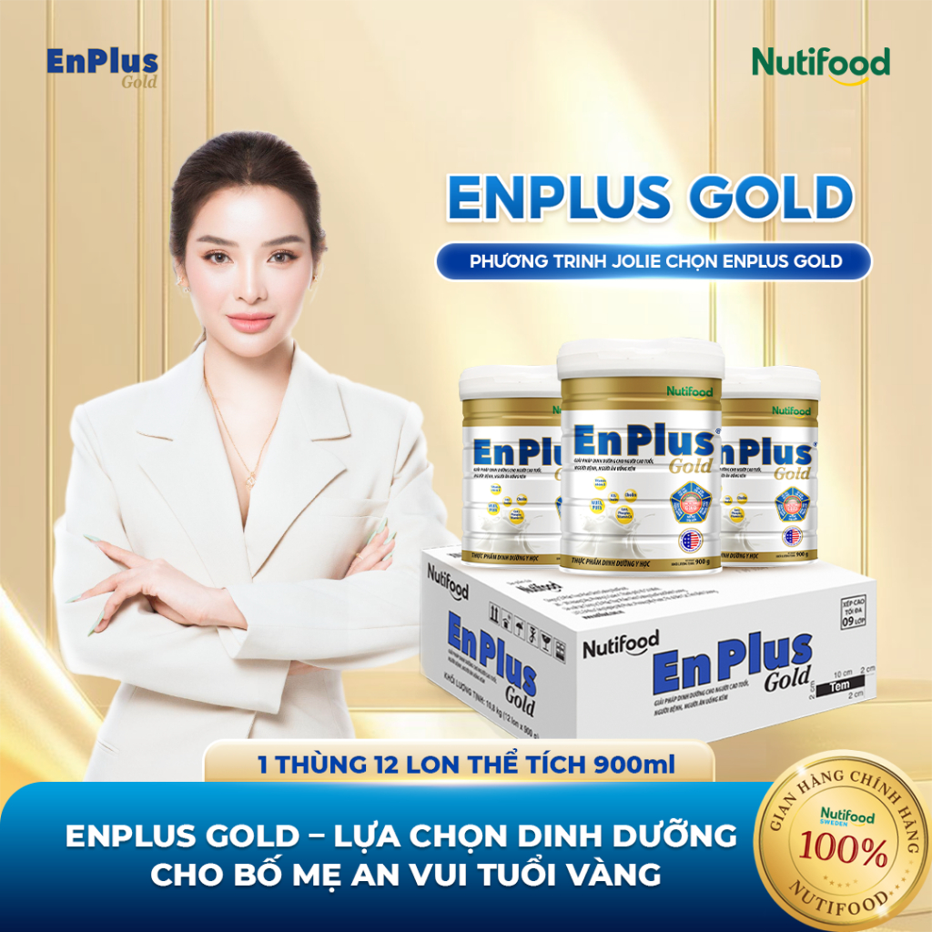 Sữa EnPlus Gold (Thùng 12 Lon 900G) - Nutifood, Dinh Dưỡng Y Học Toàn Diện Cho Người Lớn Tuổi