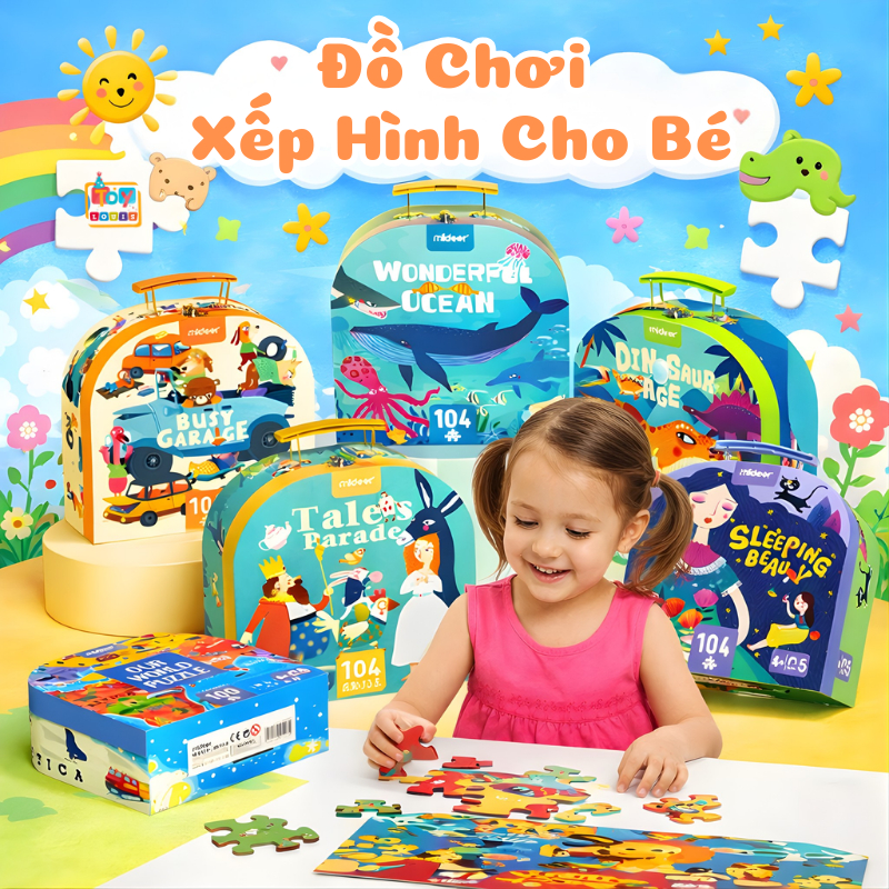 Bộ Xếp Hình Mideer Vali Gift Box Puzzle Cho Bé 5–9 Tuổi – Đồ Chơi Lắp Ráp Trí Tuệ Cho Bé Trai Bé Gái