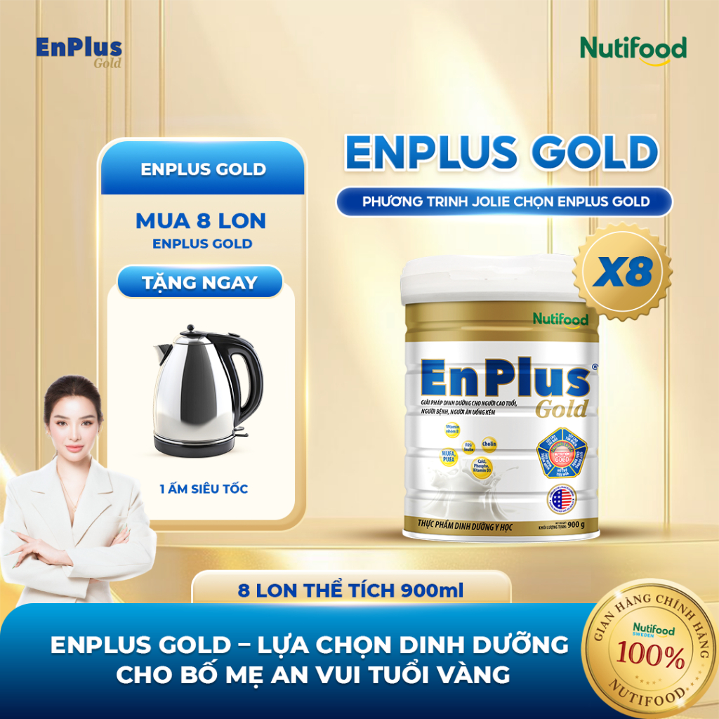 Sữa EnPlus Gold (Combo 8 Lon 900G) - Nutifood, Dinh Dưỡng Y Học Toàn Diện Cho Người Lớn Tuổi