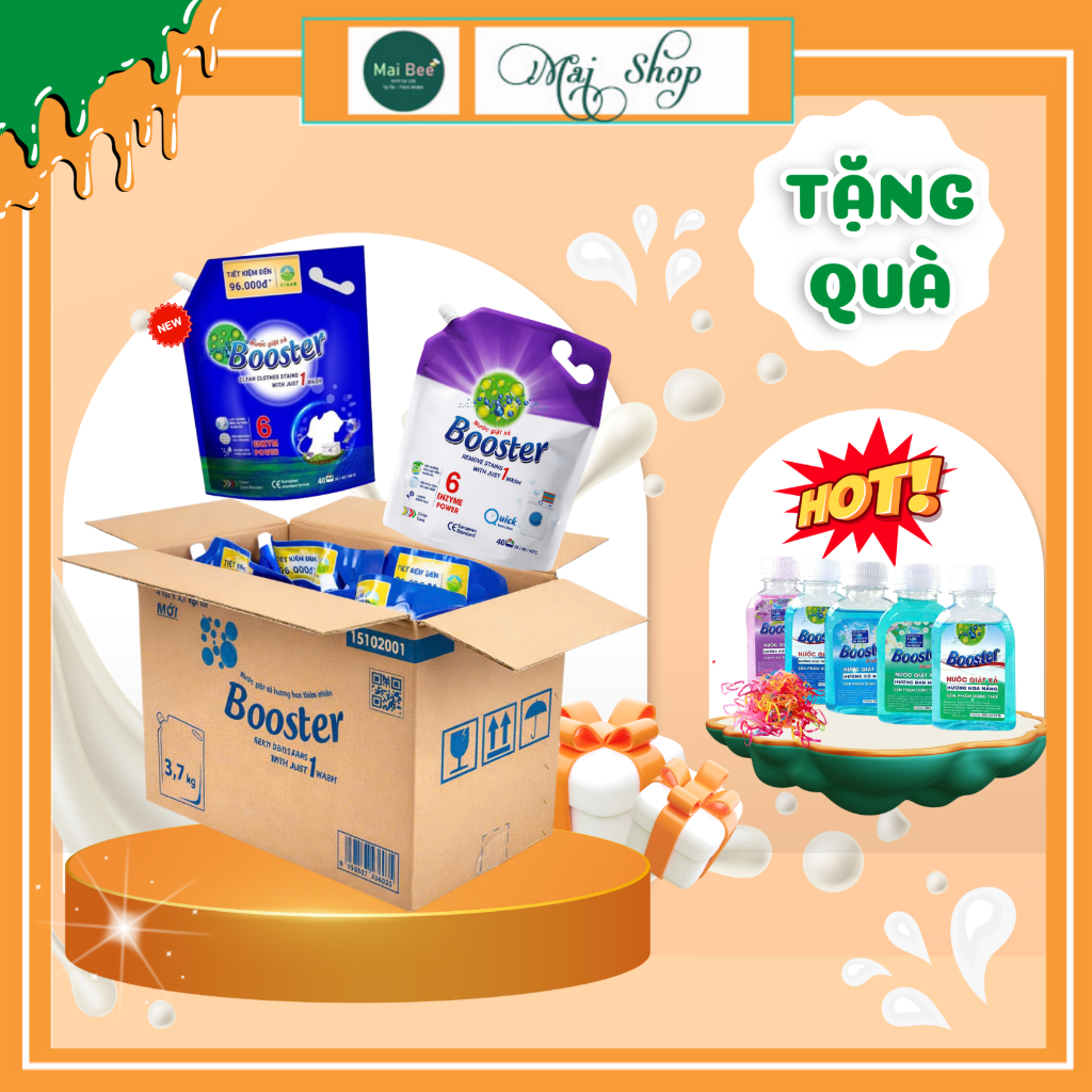 Thùng nước giặt xả Bosster, Combo 4 túi TẶNG kèm quà, túi 3,2kg -3,7kg  [HÀNG CHÍNH HÃNG]
