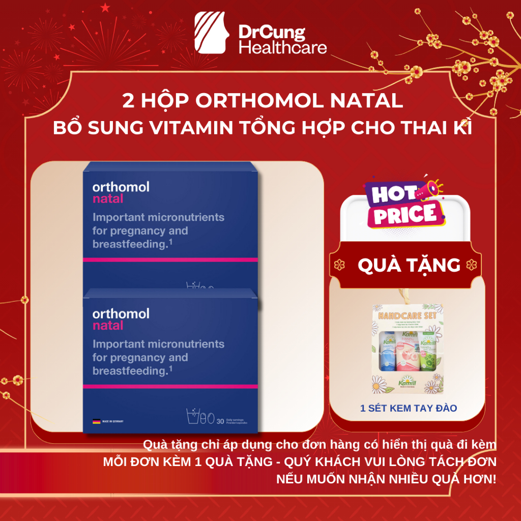 COMBO 2 HỘP Vitamin Tổng Hợp Orthomol Natal - Bổ Sung Sắt, Acid Folic, Canxi, Lợi Khuẩn